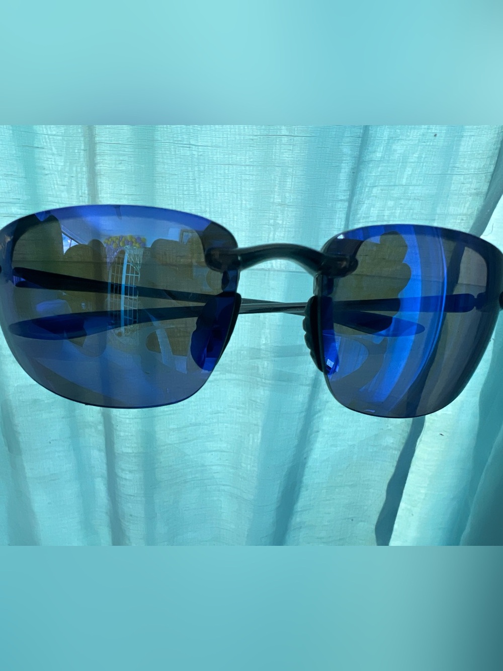 Maui Jim Blue Mirrored Rimless Sunglasses